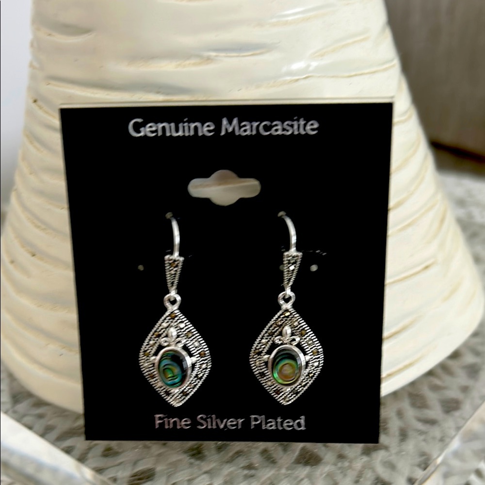 Silver Plated Earrings with Abalone